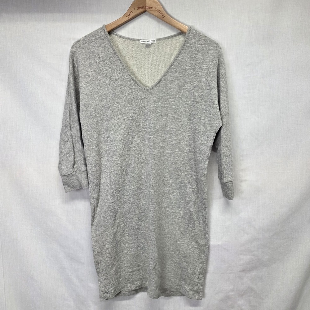 Standard James Perse Dress Gray Size 2 3/4 Sleeve Sweatshirt V-Neck